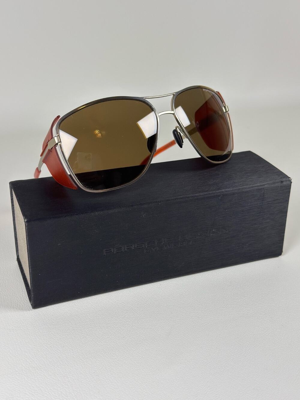 PORSCHE DESIGN P 8600 B Titanium Oversized Men's Women's Silver/Red Sunglasses .